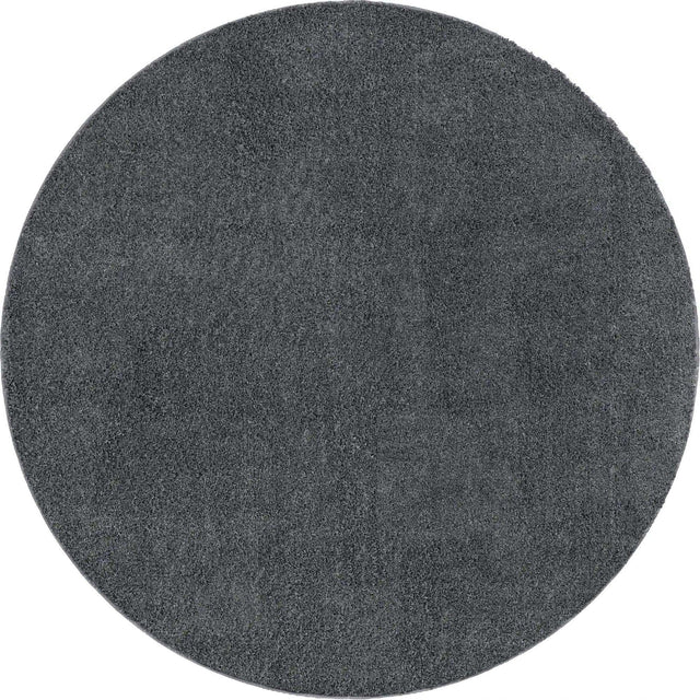 Smoke Gray 8' x 8' Soft Solid Shag Round Area Rug Thick Soft Touch Fluffy & Plush Shaggy Pile