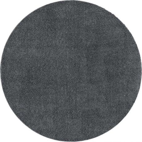 Smoke Gray 3' 3 x 3' 3 Soft Solid Shag Round Area Rug Thick Soft Touch Fluffy & Plush Shaggy Pile