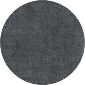 Smoke Gray 4' 1 x 4' 1 Soft Solid Shag Round Area Rug Thick Soft Touch Fluffy & Plush Shaggy Pile