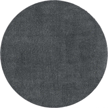 Smoke Gray 4' 1 x 4' 1 Soft Solid Shag Round Area Rug Thick Soft Touch Fluffy & Plush Shaggy Pile