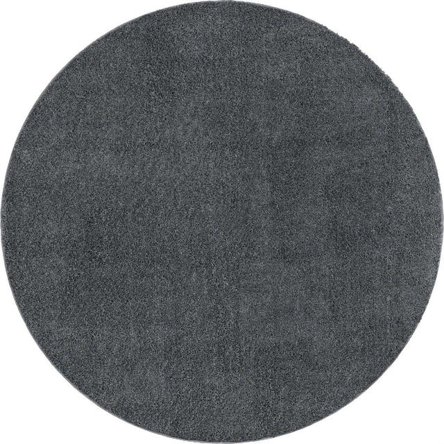 Smoke Gray 4' 1 x 4' 1 Soft Solid Shag Round Area Rug Thick Soft Touch Fluffy & Plush Shaggy Pile