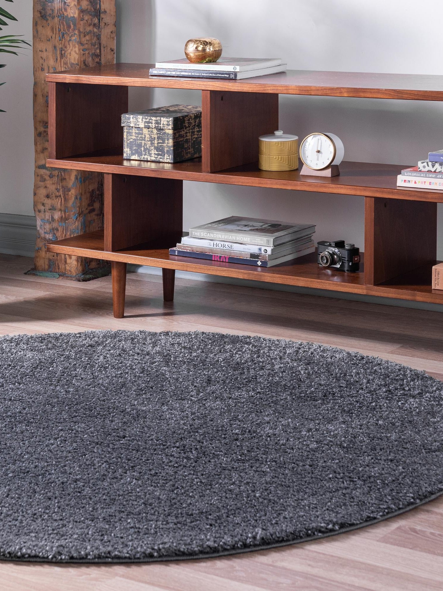 Smoke Gray 6' 1 x 6' 1 Soft Solid Shag Round Area Rug Thick Soft Touch Fluffy & Plush Shaggy Pile 100% Polypropylene Minimalist Carpet for Modern Home Interiors for Sale at Rug Engine