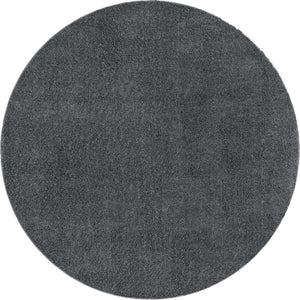 Smoke Gray 5' 1 x 5' 1 Soft Solid Shag Round Area Rug Thick Soft Touch Fluffy & Plush Shaggy Pile