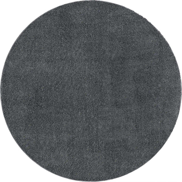 Smoke Gray 5' 1 x 5' 1 Soft Solid Shag Round Area Rug Thick Soft Touch Fluffy & Plush Shaggy Pile