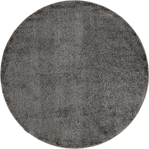 Smoke Gray 6' 1 x 6' 1 Soft Solid Shag Round Area Rug Thick Soft Touch Fluffy & Plush Shaggy Pile