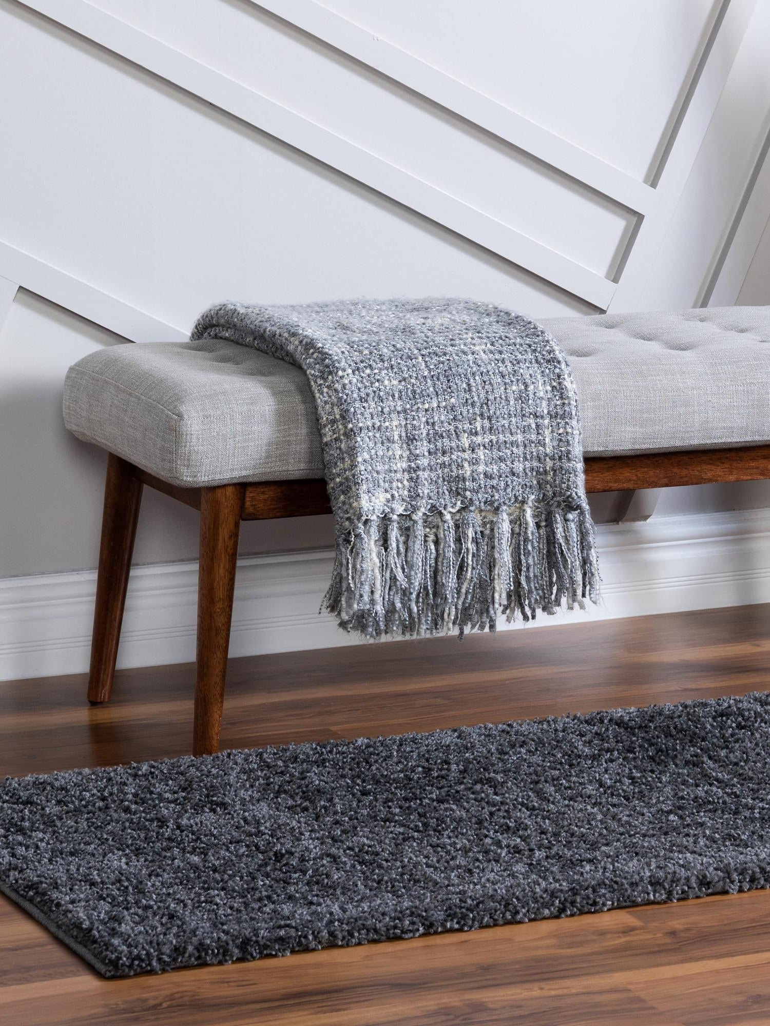 Smoke Gray 2' x 6' 9 Soft Solid Shag Runner Area Rug Thick Soft Touch Fluffy & Plush Shaggy Pile 100% Polypropylene Minimalist Carpet for Modern Home Interiors for Sale at Rug Engine