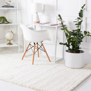 White 2' x 2' 11 Soft Solid Shag Rectangle Area Rug Thick Soft Touch Fluffy & Plush Shaggy Pile