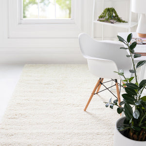 White 2' x 2' 11 Soft Solid Shag Rectangle Area Rug Thick Soft Touch Fluffy & Plush Shaggy Pile
