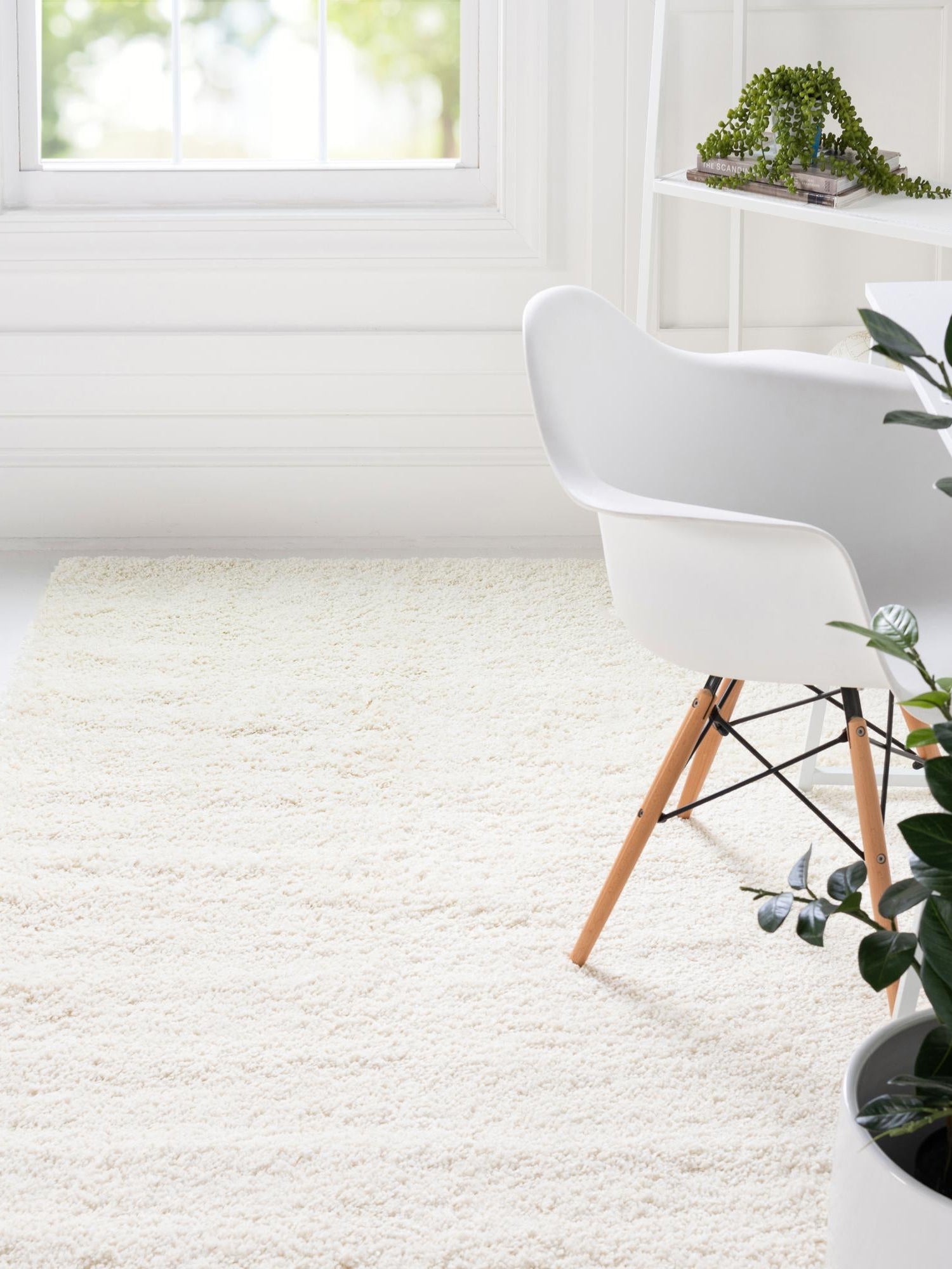 White 9' x 12' 2 Soft Solid Shag Rectangle Area Rug Thick Soft Touch Fluffy & Plush Shaggy Pile 100% Polypropylene Minimalist Carpet for Modern Home Interiors for Sale at Rug Engine