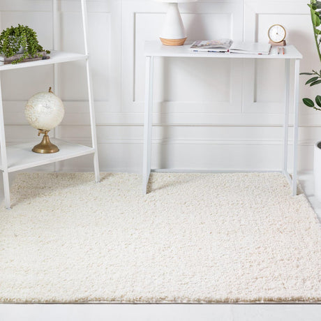 White 10' x 10' Soft Solid Shag Square Area Rug Thick Soft Touch Fluffy & Plush Shaggy Pile