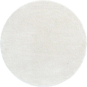 White 8' x 8' Soft Solid Shag Round Area Rug Thick Soft Touch Fluffy & Plush Shaggy Pile