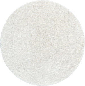 White 3' 3 x 3' 3 Soft Solid Shag Round Area Rug Thick Soft Touch Fluffy & Plush Shaggy Pile