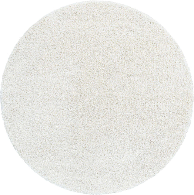 White 3' 3 x 3' 3 Soft Solid Shag Round Area Rug Thick Soft Touch Fluffy & Plush Shaggy Pile