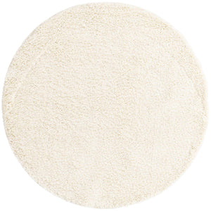 White 4' 1 x 4' 1 Soft Solid Shag Round Area Rug Thick Soft Touch Fluffy & Plush Shaggy Pile