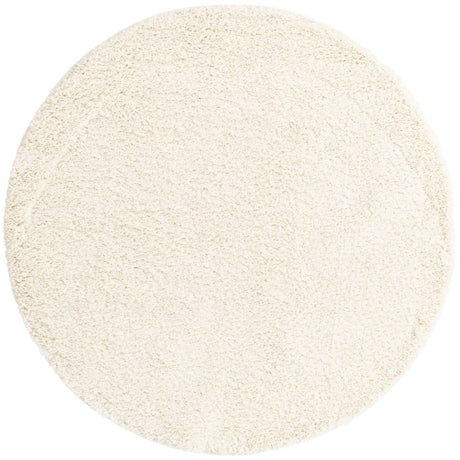 White 4' 1 x 4' 1 Soft Solid Shag Round Area Rug Thick Soft Touch Fluffy & Plush Shaggy Pile