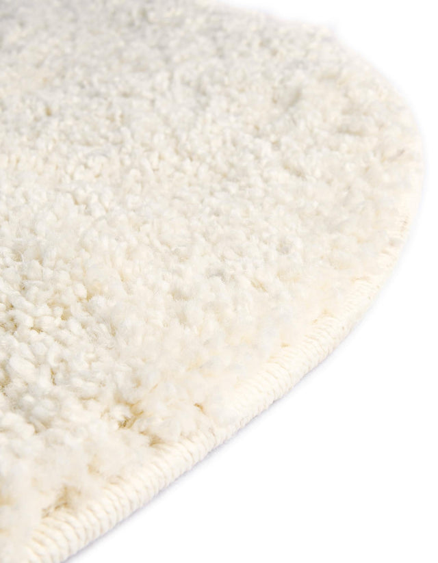 White 3' 3 x 3' 3 Soft Solid Shag Round Area Rug Thick Soft Touch Fluffy & Plush Shaggy Pile