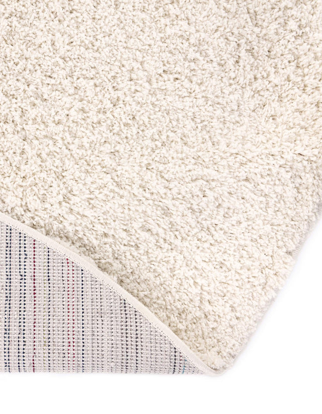 White 3' 3 x 3' 3 Soft Solid Shag Round Area Rug Thick Soft Touch Fluffy & Plush Shaggy Pile