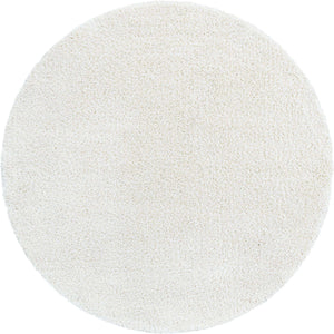 White 5' 1 x 5' 1 Soft Solid Shag Round Area Rug Thick Soft Touch Fluffy & Plush Shaggy Pile