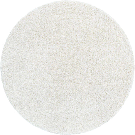 White 5' 1 x 5' 1 Soft Solid Shag Round Area Rug Thick Soft Touch Fluffy & Plush Shaggy Pile