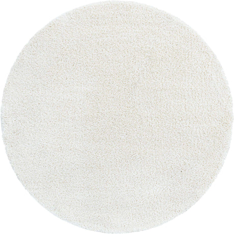White 6' 1 x 6' 1 Soft Solid Shag Round Area Rug Thick Soft Touch Fluffy & Plush Shaggy Pile