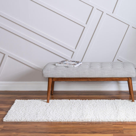 White 2' x 6' 1 Soft Solid Shag Runner Area Rug Thick Soft Touch Fluffy & Plush Shaggy Pile 100% Polypropylene Minimalist Carpet for Modern Home Interiors for Sale at Rug Engine