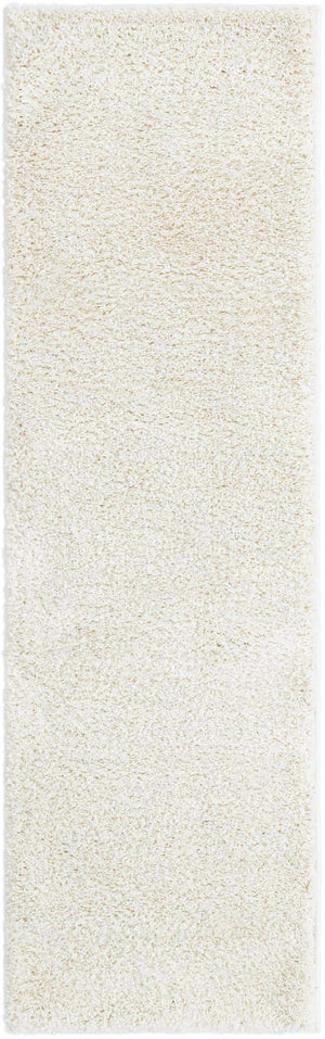 White 2' x 6' 7 Soft Solid Shag Runner Area Rug Thick Soft Touch Fluffy & Plush Shaggy Pile