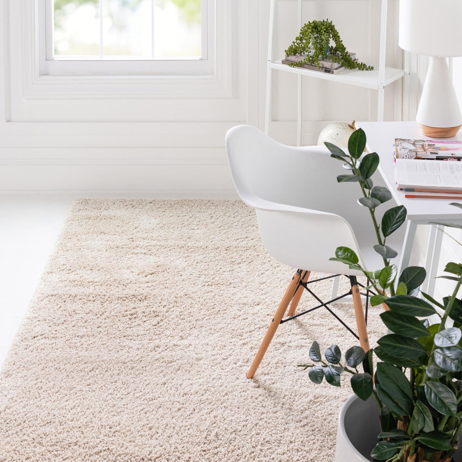 Oatmeal Beige 3' 3 x 5' 3 Soft Solid Shag Rectangle Area Rug Thick Soft Touch Fluffy & Plush Shaggy Pile 100% Polypropylene Minimalist Carpet for Modern Home Interiors for Sale at Rug Engine