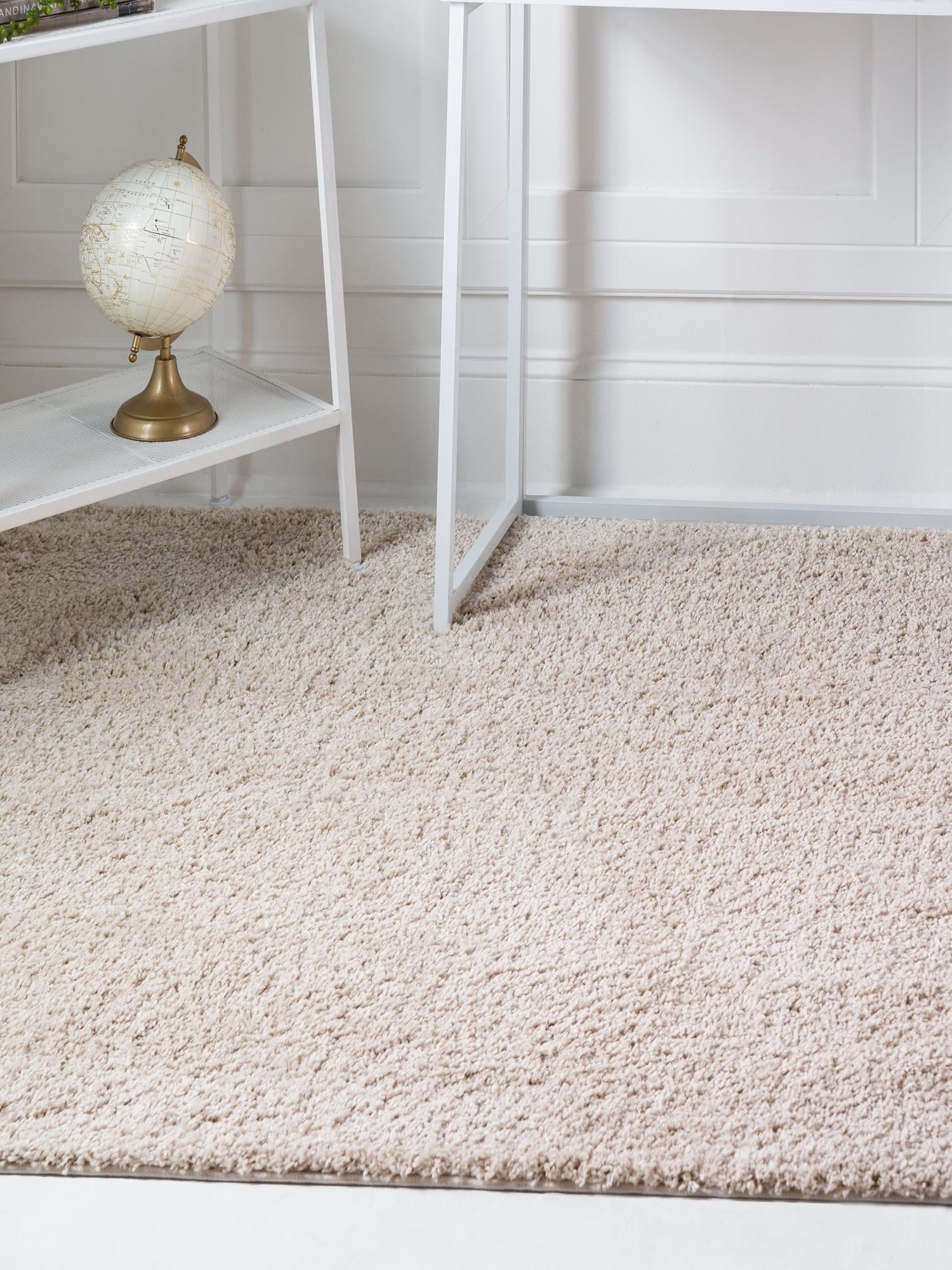 Oatmeal Beige 4' 1 x 4' 1 Soft Solid Shag Square Area Rug Thick Soft Touch Fluffy & Plush Shaggy Pile 100% Polypropylene Minimalist Carpet for Modern Home Interiors for Sale at Rug Engine