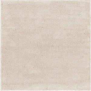 Oatmeal Beige 5' 3 x 5' 3 Soft Solid Shag Square Area Rug Thick Soft Touch Fluffy & Plush Shaggy Pile