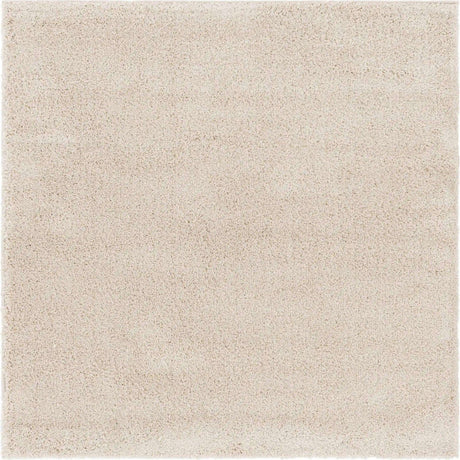 Oatmeal Beige 5' 3 x 5' 3 Soft Solid Shag Square Area Rug Thick Soft Touch Fluffy & Plush Shaggy Pile