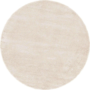Oatmeal Beige 7' 10 x 7' 10 Soft Solid Shag Round Area Rug Thick Soft Touch Fluffy & Plush Shaggy Pile