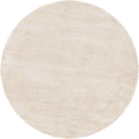 Oatmeal Beige 7' 10 x 7' 10 Soft Solid Shag Round Area Rug Thick Soft Touch Fluffy & Plush Shaggy Pile