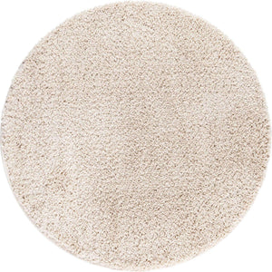 Oatmeal Beige 3' 3 x 3' 3 Soft Solid Shag Round Area Rug Thick Soft Touch Fluffy & Plush Shaggy Pile