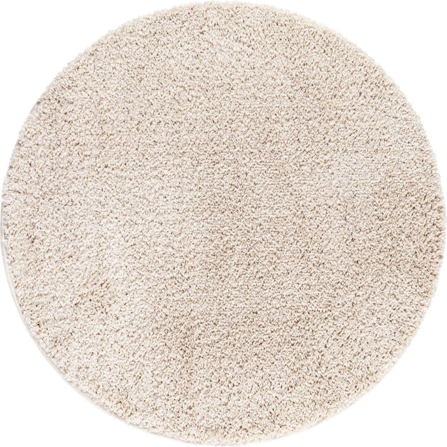 Oatmeal Beige 3' 3 x 3' 3 Soft Solid Shag Round Area Rug Thick Soft Touch Fluffy & Plush Shaggy Pile