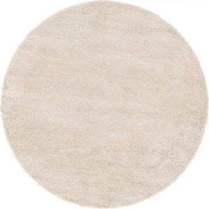 Oatmeal Beige 4' 1 x 4' 1 Soft Solid Shag Round Area Rug Thick Soft Touch Fluffy & Plush Shaggy Pile