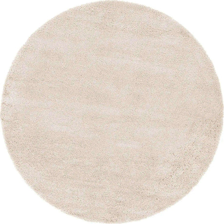 Oatmeal Beige 5' x 5' Soft Solid Shag Round Area Rug Thick Soft Touch Fluffy & Plush Shaggy Pile