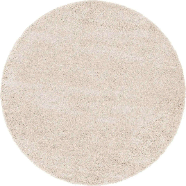 Oatmeal Beige 5' x 5' Soft Solid Shag Round Area Rug Thick Soft Touch Fluffy & Plush Shaggy Pile