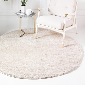 Oatmeal Beige 7' 1 x 7' 1 Soft Solid Shag Round Area Rug Thick Soft Touch Fluffy & Plush Shaggy Pile