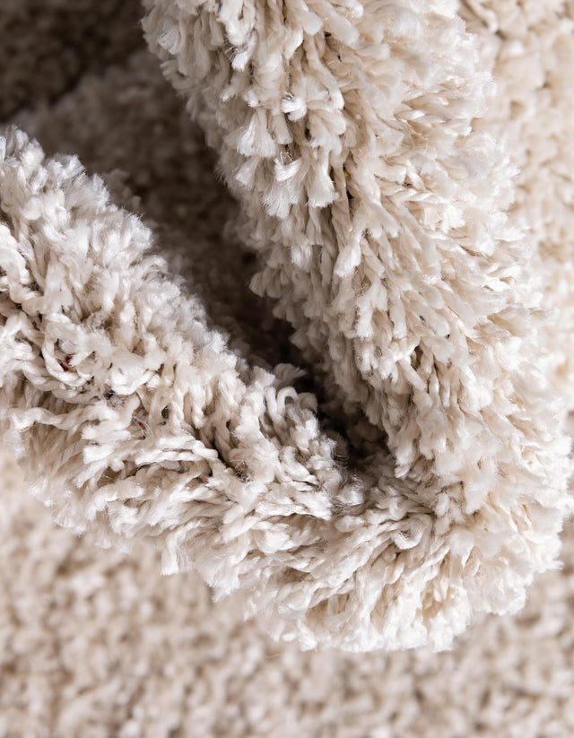 Oatmeal Beige 7' 1 x 7' 1 Soft Solid Shag Round Area Rug Thick Soft Touch Fluffy & Plush Shaggy Pile