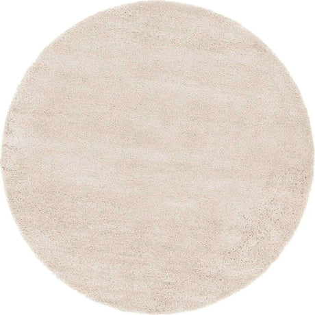 Oatmeal Beige 6' 1 x 6' 1 Soft Solid Shag Round Area Rug Thick Soft Touch Fluffy & Plush Shaggy Pile