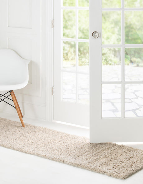 Oatmeal Beige 2' x 4' 1 Soft Solid Shag Runner Area Rug Thick Soft Touch Fluffy & Plush Shaggy Pile