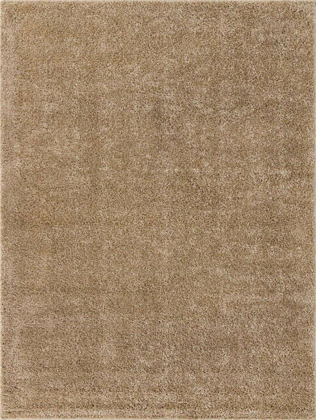Khaki 9' x 12' Soft Solid Shag Rectangle Area Rug Thick Soft Touch Fluffy & Plush Shaggy Pile