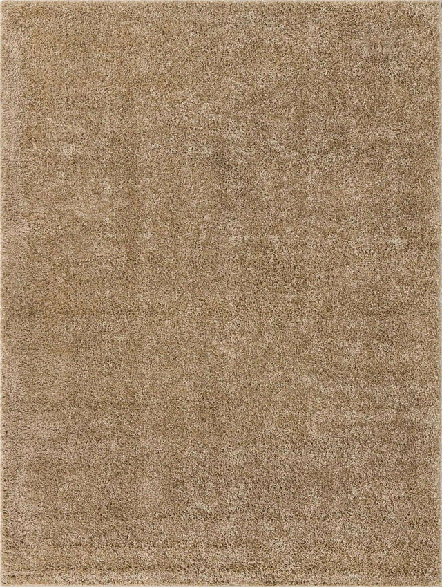 Khaki 9' x 12' Soft Solid Shag Rectangle Area Rug Thick Soft Touch Fluffy & Plush Shaggy Pile