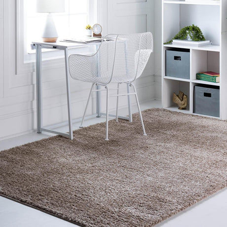 Khaki 6' 1 x 9' Soft Solid Shag Rectangle Area Rug Thick Soft Touch Fluffy & Plush Shaggy Pile