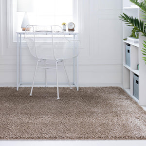 Khaki 6' 1 x 9' Soft Solid Shag Rectangle Area Rug Thick Soft Touch Fluffy & Plush Shaggy Pile