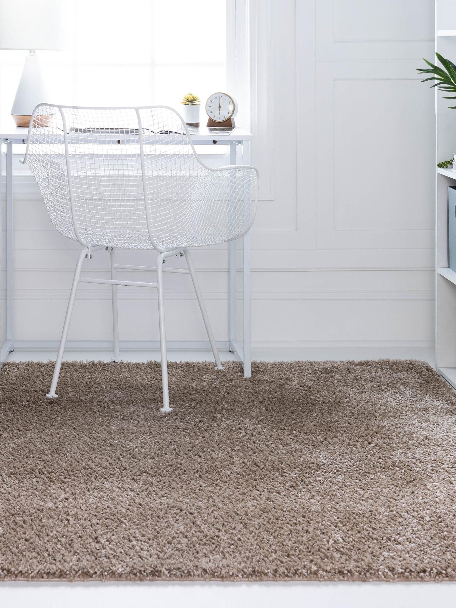 Khaki 3' 3 x 5' 3 Soft Solid Shag Rectangle Area Rug Thick Soft Touch Fluffy & Plush Shaggy Pile 100% Polypropylene Minimalist Carpet for Modern Home Interiors for Sale at Rug Engine