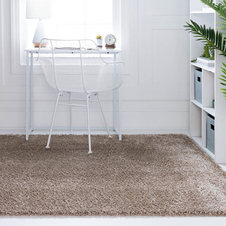 Khaki 7' 1 x 10' Soft Solid Shag Rectangle Area Rug Thick Soft Touch Fluffy & Plush Shaggy Pile 100% Polypropylene Minimalist Carpet for Modern Home Interiors for Sale at Rug Engine