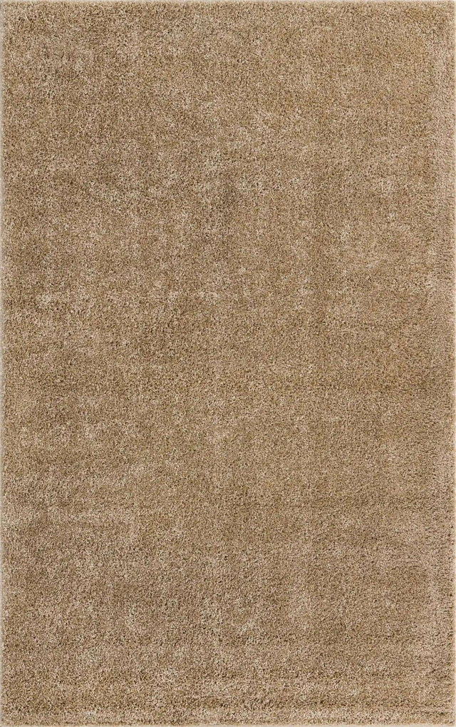 Khaki 5' 1 x 8' Soft Solid Shag Rectangle Area Rug Thick Soft Touch Fluffy & Plush Shaggy Pile