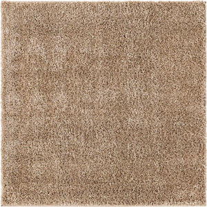Khaki 8' x 8' Soft Solid Shag Square Area Rug Thick Soft Touch Fluffy & Plush Shaggy Pile