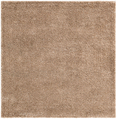 Khaki 5' 1 x 5' 1 Soft Solid Shag Square Area Rug Thick Soft Touch Fluffy & Plush Shaggy Pile
